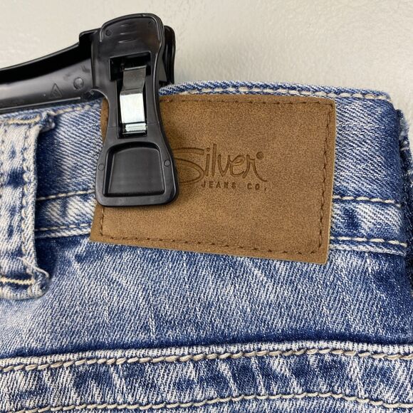 Silver‎ Jeans Eddie 36 x 30 Light Stone Wash Stretch Blue Jeans Embroidered - Picture 6 of 13